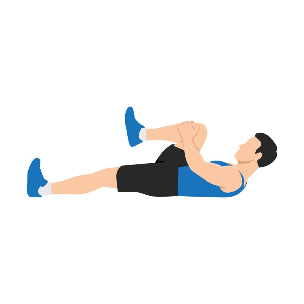 man-doing-prone-hamstring-stretch-or-laying-hamstring-stretch-flat-illustration-isolated-on-white-background-vector